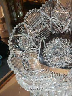 9 Bowl, American brilliant Period Cut glass Crystal J HOARE CO Signed Rare