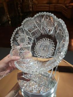 9 Bowl, American brilliant Period Cut glass Crystal J HOARE CO Signed Rare