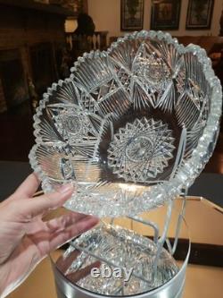 9 Bowl, American brilliant Period Cut glass Crystal J HOARE CO Signed Rare