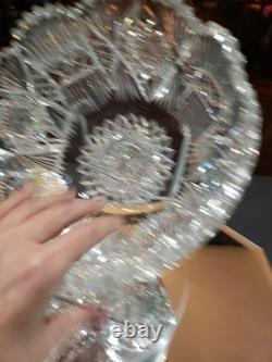 9 Bowl, American brilliant Period Cut glass Crystal J HOARE CO Signed Rare