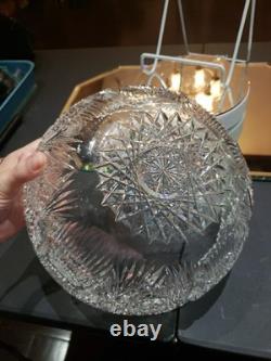 9 Bowl, American brilliant Period Cut glass Crystal J HOARE CO Signed Rare