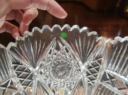 9 Bowl, American brilliant Period Cut glass Crystal J HOARE CO Signed Rare