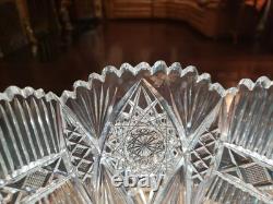 9 Bowl, American brilliant Period Cut glass Crystal J HOARE CO Signed Rare