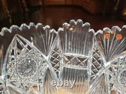 9 Bowl, American brilliant Period Cut glass Crystal J HOARE CO Signed Rare