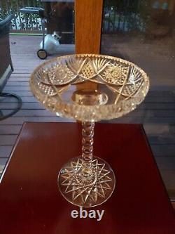 9 COMPOTE American brilliant Period Cut glass Crystal Hobstar Blackmer Corsair