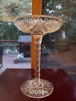 9 COMPOTE American brilliant Period Cut glass Crystal Hobstar Blackmer Corsair