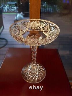 9 COMPOTE American brilliant Period Cut glass Crystal Hobstar Blackmer Corsair