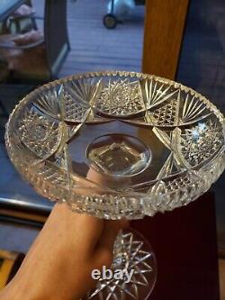 9 COMPOTE American brilliant Period Cut glass Crystal Hobstar Blackmer Corsair