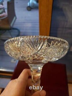 9 COMPOTE American brilliant Period Cut glass Crystal Hobstar Blackmer Corsair