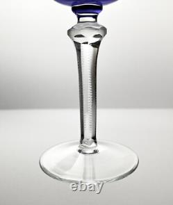 9 Flashed Cut Crystal Bohemian Cobalt Blue Fluted Champagne Glasses 8 5/8 8oz