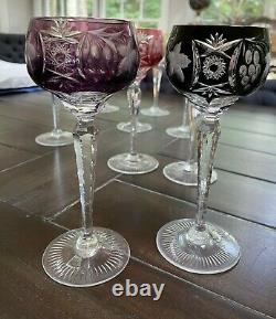 9 Nachtmann Traube Cut To Clear Crystal Wine Goblets 8 1/4 Tall