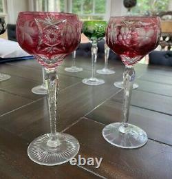 9 Nachtmann Traube Cut To Clear Crystal Wine Goblets 8 1/4 Tall