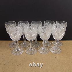 9 Straus Elysian American Brilliant Cut Glass 3.75 Cordial Glasses