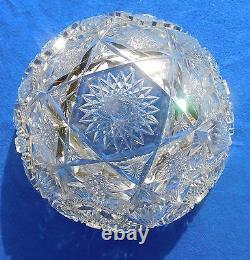 9 Vntg ABP Heavy Cut Lead Crystal with Star of David Pattern Fruit/Salad Bowl