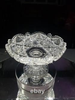 9 WIDE Compote Footed Bowl American Brilliant Period Cut Glass Crystal very nic 9 WIDE Compote Footed Bowl American Brilliant Period Cut Glass Crystal very nic