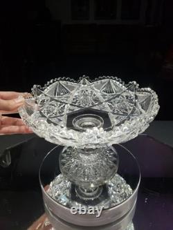 9 WIDE Compote Footed Bowl American Brilliant Period Cut Glass Crystal very nic 9 WIDE Compote Footed Bowl American Brilliant Period Cut Glass Crystal very nic