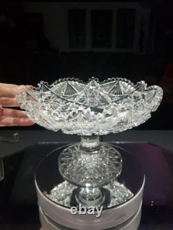 9 WIDE Compote Footed Bowl American Brilliant Period Cut Glass Crystal very nic 9 WIDE Compote Footed Bowl American Brilliant Period Cut Glass Crystal very nic