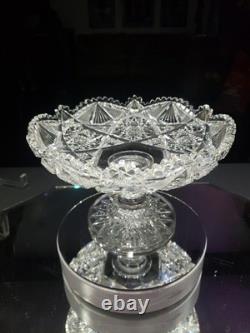 9 WIDE Compote Footed Bowl American Brilliant Period Cut Glass Crystal very nic 9 WIDE Compote Footed Bowl American Brilliant Period Cut Glass Crystal very nic