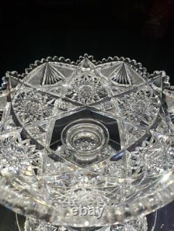 9 WIDE Compote Footed Bowl American Brilliant Period Cut Glass Crystal very nic 9 WIDE Compote Footed Bowl American Brilliant Period Cut Glass Crystal very nic