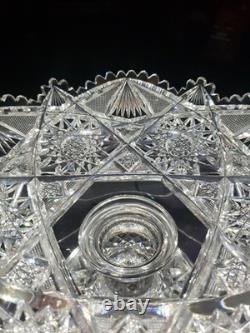 9 WIDE Compote Footed Bowl American Brilliant Period Cut Glass Crystal very nic 9 WIDE Compote Footed Bowl American Brilliant Period Cut Glass Crystal very nic
