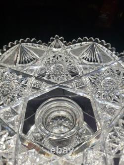 9 WIDE Compote Footed Bowl American Brilliant Period Cut Glass Crystal very nic 9 WIDE Compote Footed Bowl American Brilliant Period Cut Glass Crystal very nic