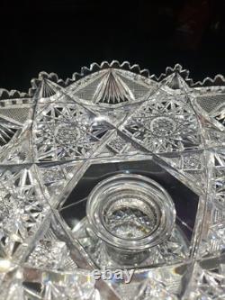 9 WIDE Compote Footed Bowl American Brilliant Period Cut Glass Crystal very nic 9 WIDE Compote Footed Bowl American Brilliant Period Cut Glass Crystal very nic