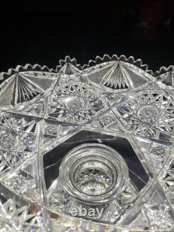 9 WIDE Compote Footed Bowl American Brilliant Period Cut Glass Crystal very nic 9 WIDE Compote Footed Bowl American Brilliant Period Cut Glass Crystal very nic