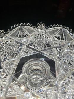 9 WIDE Compote Footed Bowl American Brilliant Period Cut Glass Crystal very nic 9 WIDE Compote Footed Bowl American Brilliant Period Cut Glass Crystal very nic