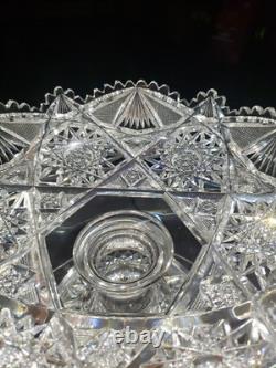 9 WIDE Compote Footed Bowl American Brilliant Period Cut Glass Crystal very nic 9 WIDE Compote Footed Bowl American Brilliant Period Cut Glass Crystal very nic