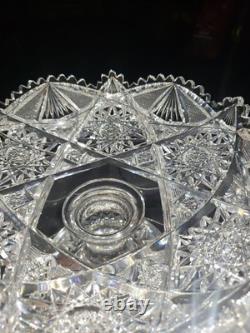 9 WIDE Compote Footed Bowl American Brilliant Period Cut Glass Crystal very nic 9 WIDE Compote Footed Bowl American Brilliant Period Cut Glass Crystal very nic