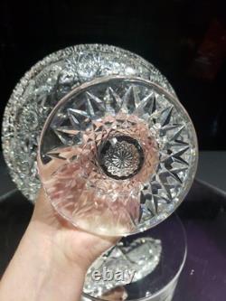 9 WIDE Compote Footed Bowl American Brilliant Period Cut Glass Crystal very nic 9 WIDE Compote Footed Bowl American Brilliant Period Cut Glass Crystal very nic