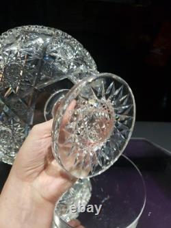 9 WIDE Compote Footed Bowl American Brilliant Period Cut Glass Crystal very nic 9 WIDE Compote Footed Bowl American Brilliant Period Cut Glass Crystal very nic