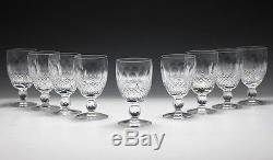 9pc set Waterford Cut Crystal Claret Glasses in Colleen Pattern, vintage
