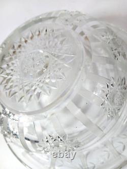 ABP American Brilliant Cut Crystal Glass Bowl Rolled edge Hobstar Floral