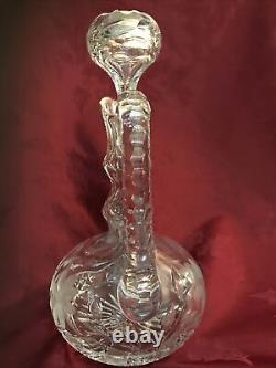 ABP American Brilliant Cut Crystal Whiskey Decanter 12 Flowers Fern Leaves