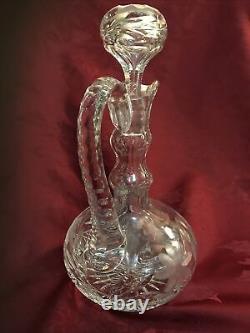 ABP American Brilliant Cut Crystal Whiskey Decanter 12 Flowers Fern Leaves