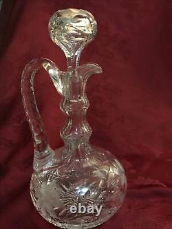 ABP American Brilliant Cut Crystal Whiskey Decanter 12 Flowers Fern Leaves