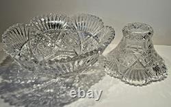 ABP American Brilliant Cut Glass Crystal Pedestal Bowl Centerpiece Large 12
