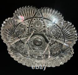 ABP American Brilliant Cut Glass Crystal Pedestal Bowl Centerpiece Large 12