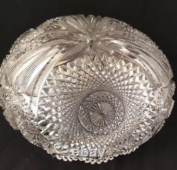 ABP American Brilliant Period Cut Crystal Hobstar Punch Bowl