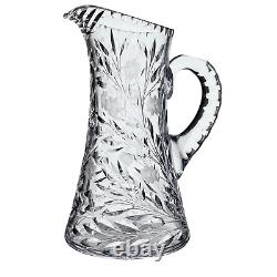 ABP American Brilliant Period Cut Glass Crystal Water Pitcher Floral Heavy