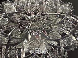 ABP American Brilliant Period HAWKES Cut Glass Crystal Shallow Bowl 10 Holland
