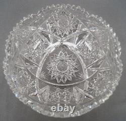 ABP American Brilliant Signed Clark Hobstar Strawberry Diamonds Cut Crystal Bowl