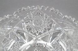 ABP American Brilliant Signed Clark Hobstar Strawberry Diamonds Cut Crystal Bowl