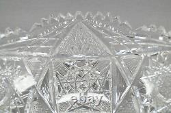 ABP American Brilliant Signed Clark Hobstar Strawberry Diamonds Cut Crystal Bowl