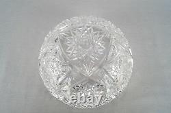 ABP American Brilliant Signed Clark Hobstar Strawberry Diamonds Cut Crystal Bowl