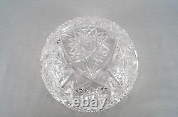 ABP American Brilliant Signed Clark Hobstar Strawberry Diamonds Cut Crystal Bowl