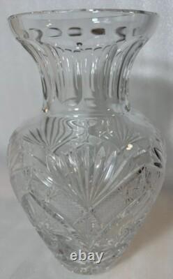 ABP Brilliant Cut Crystal Glass Vase 8Pt Hobstars Starburst Fans Antique 6x12in
