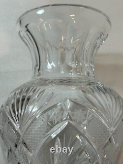 ABP Brilliant Cut Crystal Glass Vase 8Pt Hobstars Starburst Fans Antique 6x12in