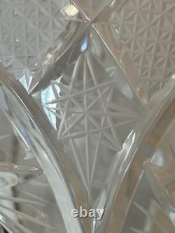 ABP Brilliant Cut Crystal Glass Vase 8Pt Hobstars Starburst Fans Antique 6x12in